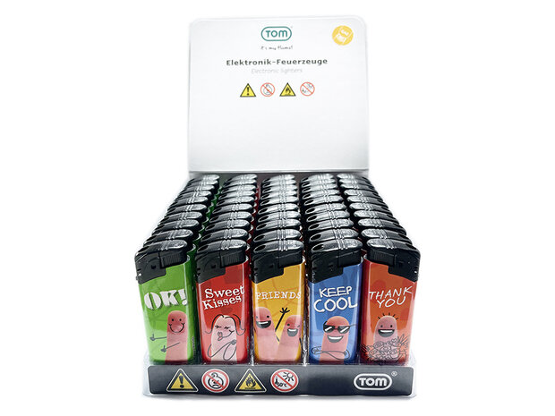 Aanstekers - 10 ass -  mix printen - Tom Lighter - klik