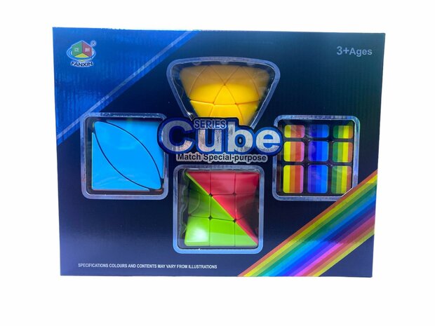 Cube set 4in1 - Magic Cube 3x3 - Fanxin twisty cube - skew-cube - megamorphix