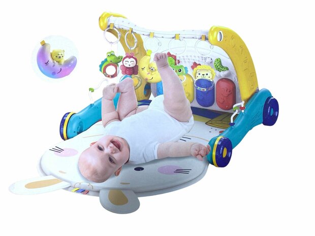 Trotteur + tapis pour b&eacute;b&eacute;, jouets &eacute;ducatifs pour b&eacute;b&eacute; 2 en 1