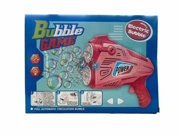 Jouet pistolet &agrave; bulles - Machine &agrave; souffler les bulles - Lumi&egrave;re LED - 1x savon