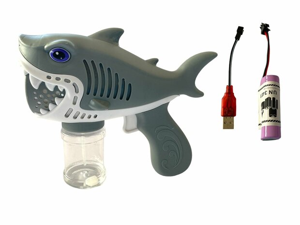 Seifenblasenpistole Shark wiederaufladbar &uuml;ber USB
