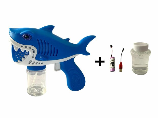 Seifenblasenpistole vom Typ Shark, wiederaufladbar &uuml;ber USB