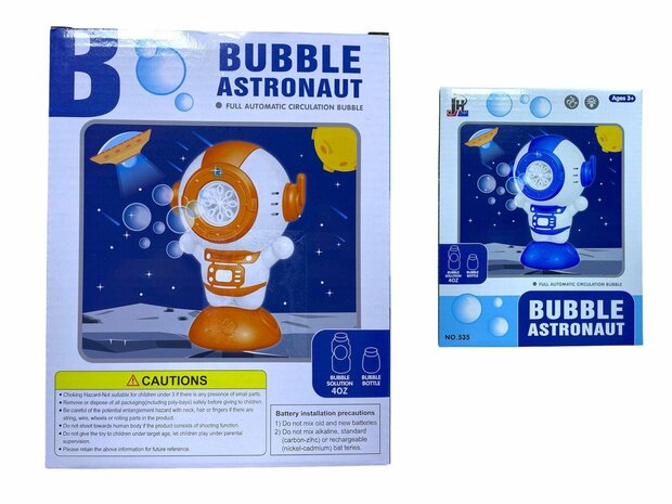 Bellenblaasmachine Astronaut LED-licht 1x zeep