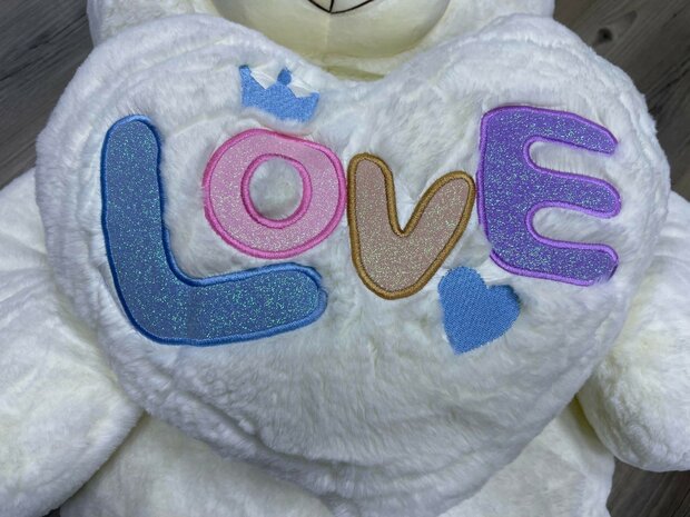 Cuddly bear with Heart I LOVE You White 110cm