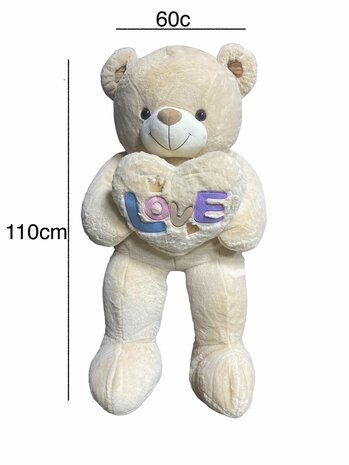 Knuffelbeer met Hart I LOVE You Bruine 110cm