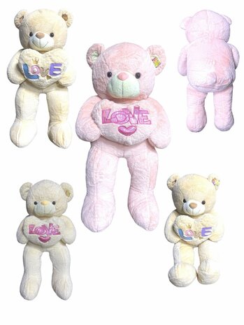 Teddybeer met hart I LOVE You Roze 110cm