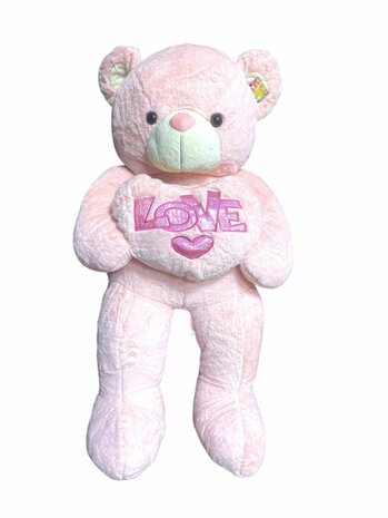 Teddybeer met hart I LOVE You Roze 110cm