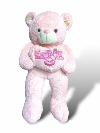 Teddybeer met hart I LOVE You Roze 110cm