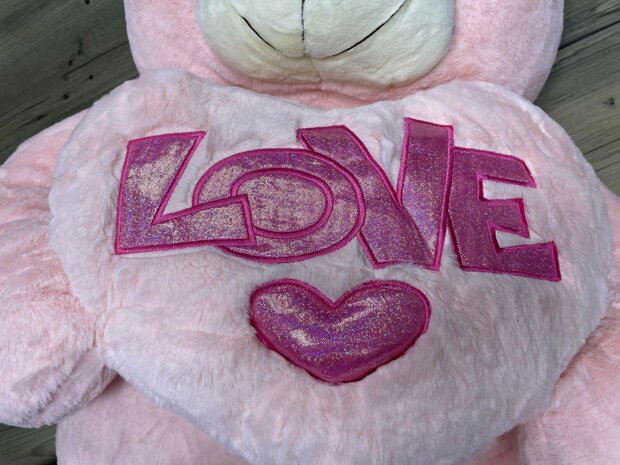 Teddybeer met hart I LOVE You Roze 110cm