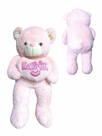 Teddybeer met hart I LOVE You Roze 110cm