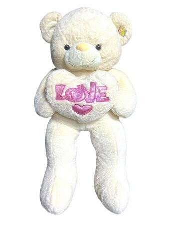 Teddy bear with heart I LOVE You White 110cm