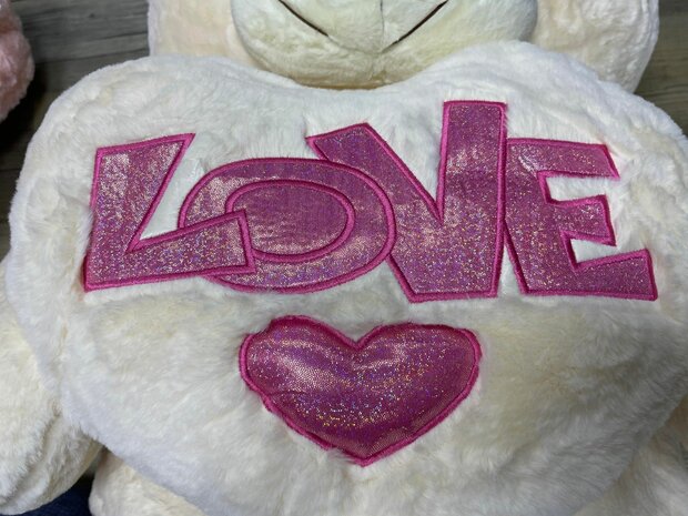 Teddy bear with heart I LOVE You White 110cm