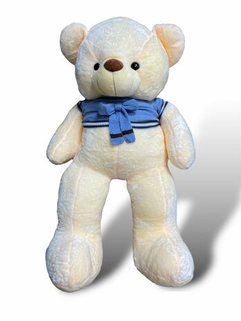 Knuffelbeer Teddybeer plus met Blauw t-shirt 110cm