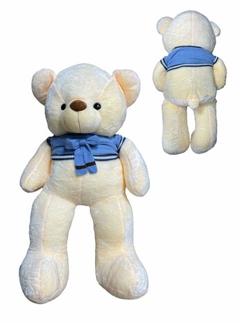Knuffelbeer Teddybeer plus met Blauw t-shirt 110cm