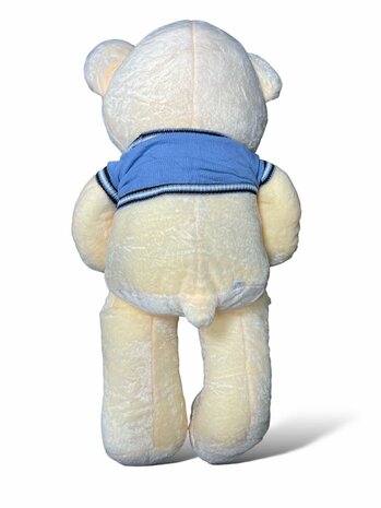 Knuffelbeer Teddybeer plus met Blauw t-shirt 110cm