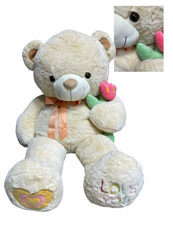 Teddybeer met hart LOVE You beige 110cm
