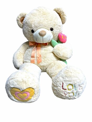 Teddybeer met hart LOVE You beige 110cm