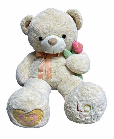 Teddybeer met hart LOVE You beige 110cm