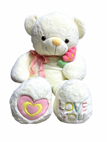 Teddybeer met hart LOVE You Wit 110 cm