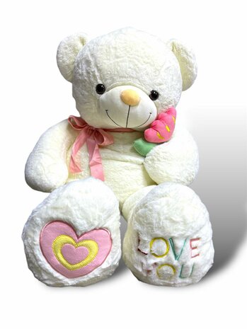 Teddybeer met hart LOVE You Wit 110 cm