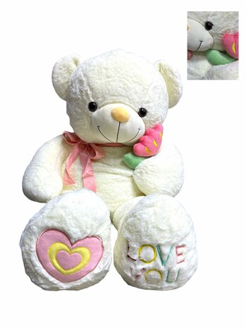 Teddybeer met hart LOVE You Wit 110 cm