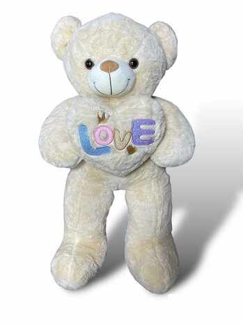 Teddybeer met hart LOVE You beige 75cm