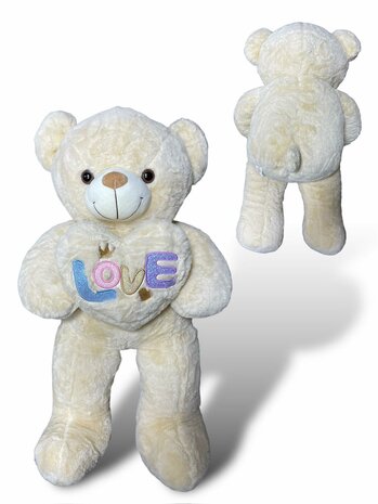 Teddybeer met hart LOVE You beige 75cm