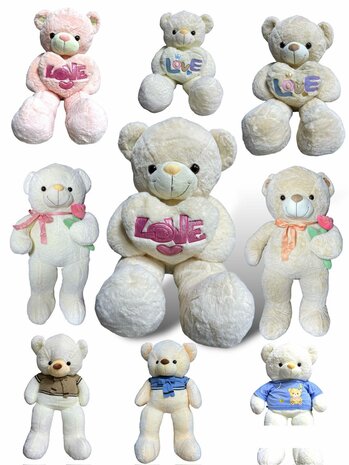 Teddybeer met hart LOVE You beige 75cm