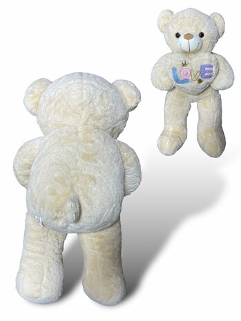 Teddybeer met hart LOVE You beige 75cm