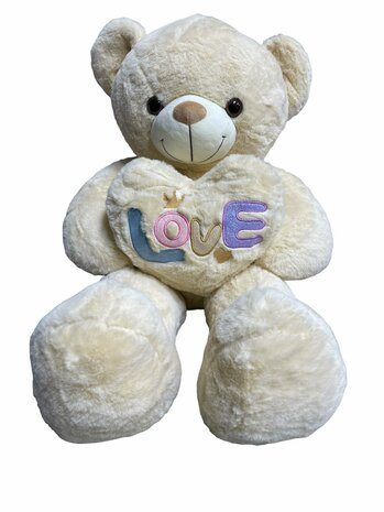 Teddybeer met hart LOVE You beige 75cm