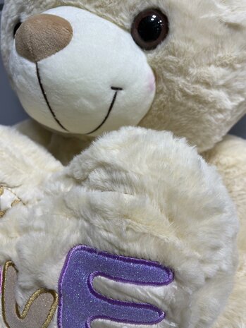 Teddybeer met hart LOVE You beige 75cm