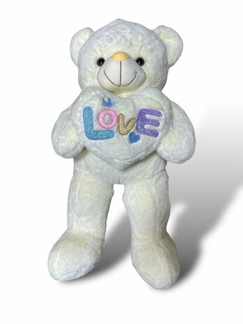 Teddybeer met hart LOVE Wit 75cm