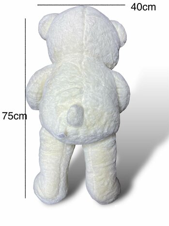 Teddy bear with heart LOVE White 75cm