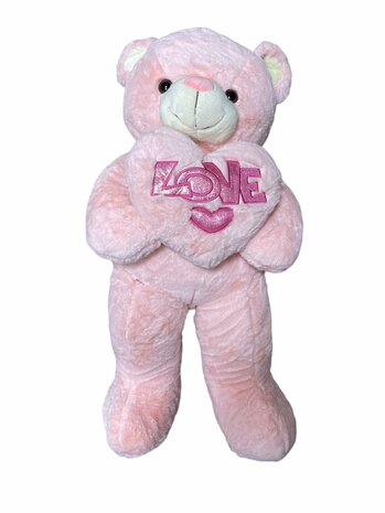 Teddybeer met hart LOVE Roze 75cm
