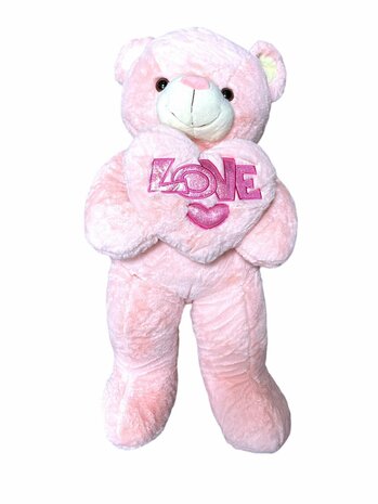 Teddybeer met hart LOVE Roze 75cm