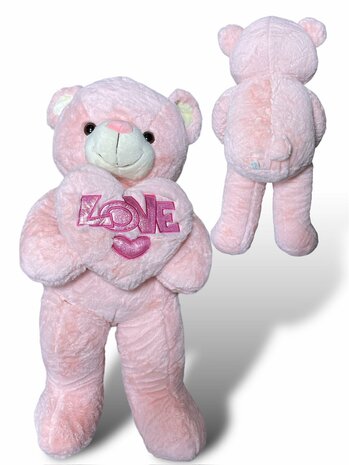 Teddybeer met hart LOVE Roze 75cm