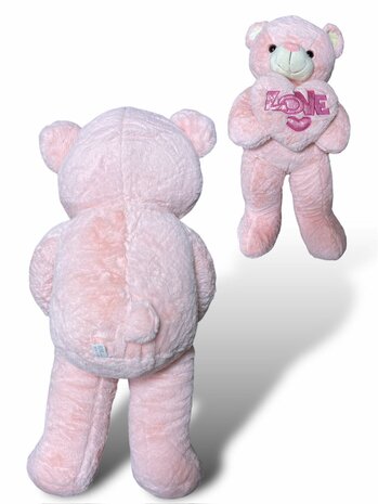 Teddybeer met hart LOVE Roze 75cm