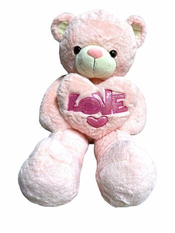 Teddybeer met hart LOVE Roze 75cm