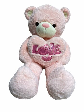 Teddybeer met hart LOVE Roze 75cm