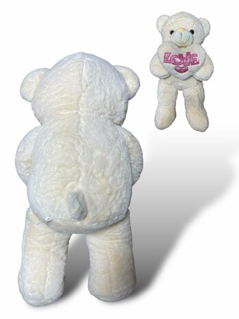 Knuffelbeer met hart LOVE beige 75cm