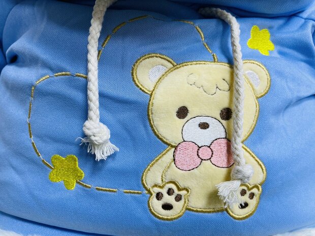 Cuddly bear White with beige red sweater with hood 70 cm