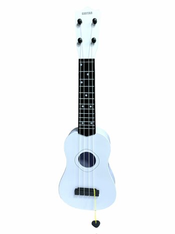 GUITAR BLACK AND WHITE - CHILDREN&#039;S GUITAR 4 STRINGS 57CM