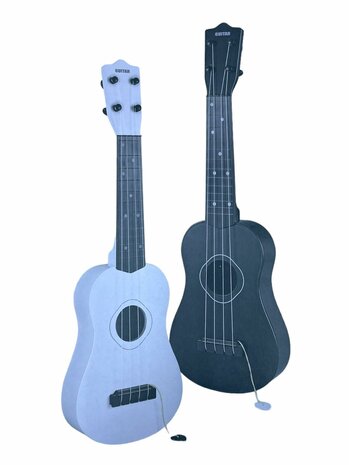 GUITAR BLACK AND WHITE - CHILDREN&#039;S GUITAR 4 STRINGS 57CM