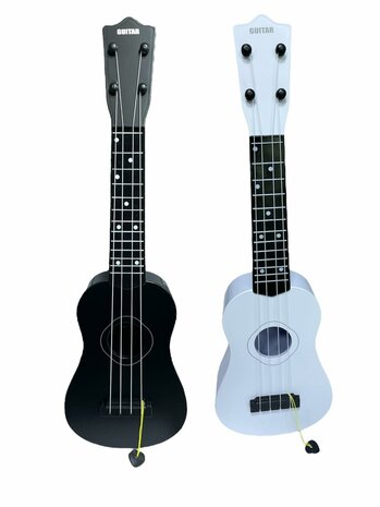 GUITAR BLACK AND WHITE - CHILDREN&#039;S GUITAR 4 STRINGS 57CM