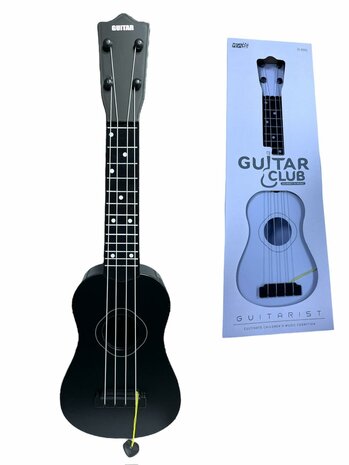 GUITAR BLACK AND WHITE - CHILDREN&#039;S GUITAR 4 STRINGS 57CM