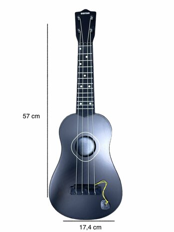 GUITAR BLACK AND WHITE - CHILDREN&#039;S GUITAR 4 STRINGS 57CM