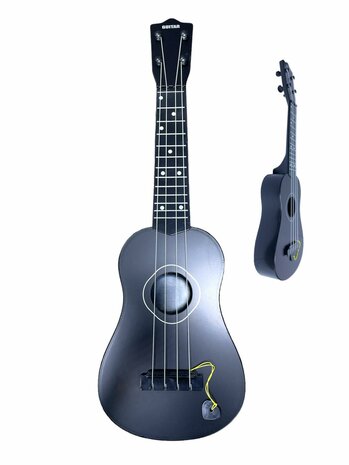 GUITAR BLACK AND WHITE - CHILDREN&#039;S GUITAR 4 STRINGS 57CM