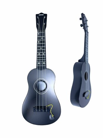 GUITAR BLACK AND WHITE - CHILDREN&#039;S GUITAR 4 STRINGS 57CM