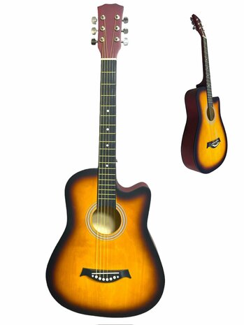 Guitar cutaway with 6 strings western acoustic 38&quot; mix color