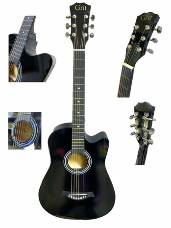 Guitar cutaway with 6 strings western acoustic 38&quot; mix color